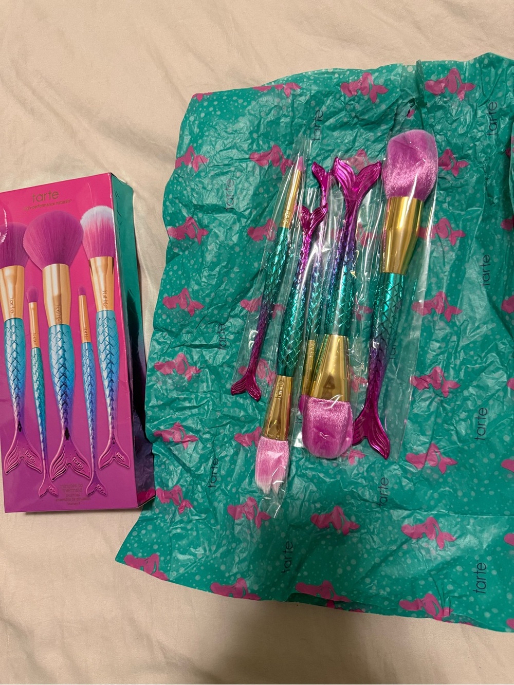 tarte Mermaid Tale Makeup Brush Set - Teal & Hot Pink